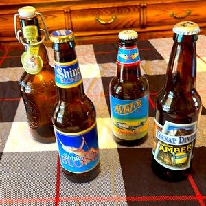 Collectible Beer Bottles (4) VTG with lids